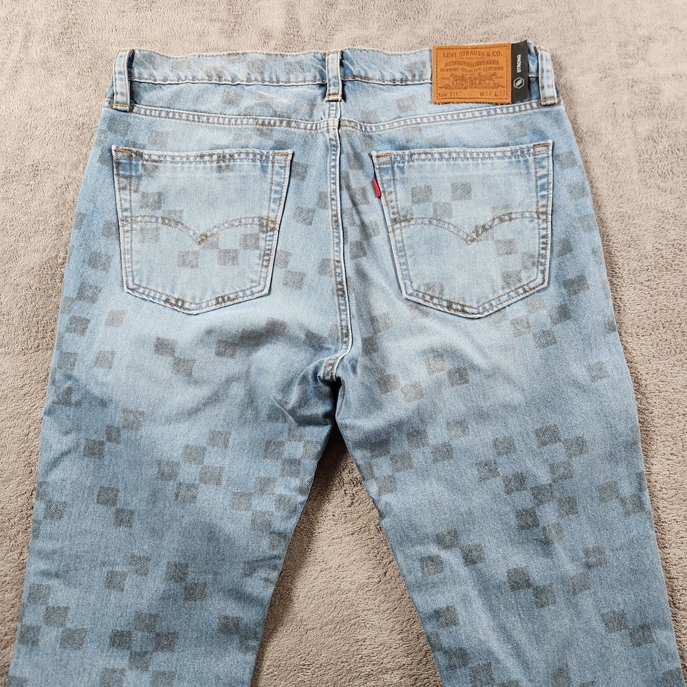 Levis 511 Strong Mens size 36x30 Checkered Print Denim Jeans 5 Pocket - Picture 3 of 12